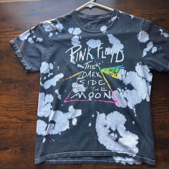 *100% Cotton* Pink Floyd The Dark Side of the Moon Acid Wash Girls Graphic Tee - Picture 1 of 6
